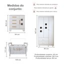 Ver imagem 3 de Quarto de Bebê Completo com Cômoda, Berço e Guarda Roupas Mila Branco