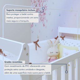 Quarto de Bebê Completo com Cômoda, Berço e Guarda Roupas Mila - 5