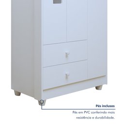 Quarto de Bebê Completo com Cômoda, Berço e Guarda Roupas Mila - 12