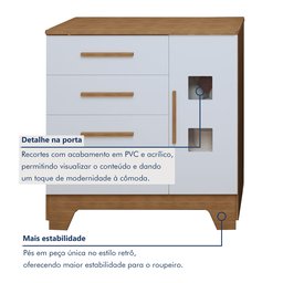 Quarto de Bebê Completo com Cômoda, Berço e Guarda Roupas Mila - 14
