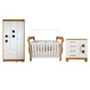 Ver imagem 3 de Quarto de Bebê Completo com Cômoda, Berço e Guarda Roupas Mila Branco/Amadeirado