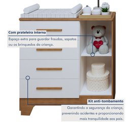 Quarto de Bebê Completo com Cômoda, Berço e Guarda Roupas Mila - 16
