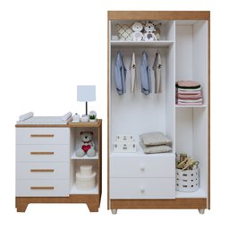 Quarto de Bebê Completo com Cômoda, Berço e Guarda Roupas Mila - 19