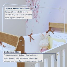 Quarto de Bebê Completo com Cômoda, Berço e Guarda Roupas Mila - 5