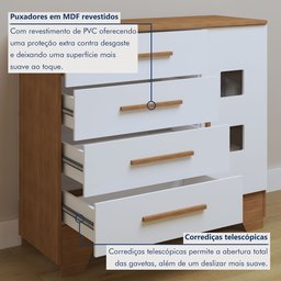 Quarto de Bebê Completo com Cômoda, Berço e Guarda Roupas Mila - 15