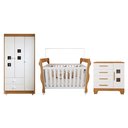 Ver imagem 3 de Quarto de Bebê Completo com Cômoda, Berço e Guarda Roupas Mila Branco/Amadeirado