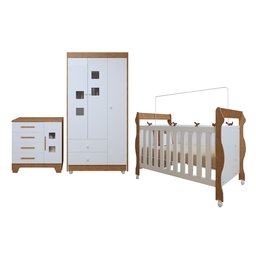 Quarto de Bebê Completo com Cômoda, Berço e Guarda Roupas Mila - 2