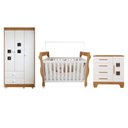 Ver imagem 3 de Quarto de Bebê Completo com Cômoda, Berço e Guarda Roupas Mila Branco/Amadeirado