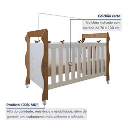 Quarto de Bebê Completo com Cômoda, Berço e Guarda Roupas Mila - 4