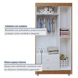 Quarto de Bebê Completo com Cômoda, Berço e Guarda Roupas Mila - 13