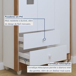 Quarto de Bebê Completo com Cômoda, Berço e Guarda Roupas Mila - 11