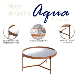 Mesa de Centro Ambiente Aqua Grande com Espelho Cobre - Imcal - 4