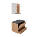 Ver imagem 4 de Gabinete Suspenso para Banheiro com Espelheira 60cm Marrom/Preto