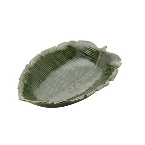 Folha Decorativa de Cerâmica Banana Leaf Verde 30Cmx20,5cm X 6,5cm | Lyor