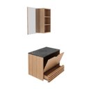 Ver imagem 4 de Gabinete Suspenso para Banheiro com Espelheira 60cm Marrom/Preto