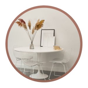 Espelho Redondo Laqueado Minimalista 90 Cm - Moema - Rosê Gold
