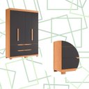 Ver imagem 4 de Guarda Roupa Doble 4 Portas 4 Gavetas Quarto Freijo com Titanium - Albatroz