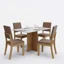 Ver imagem 4 de Conjunto de Sala de Jantar Layla Gold 4 Lugares Tampo MDF Cadeiras Suede Amêndoa 120cm Casa 812