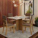 Ver imagem 1 de Conjunto de Sala de Jantar Layla Gold 4 Lugares Tampo MDF Cadeiras Suede Amêndoa 120cm Casa 812