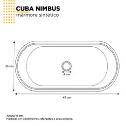 Cuba de Apoio para Banheiro em Mármore Sintético Nimbus Cozimax - 3