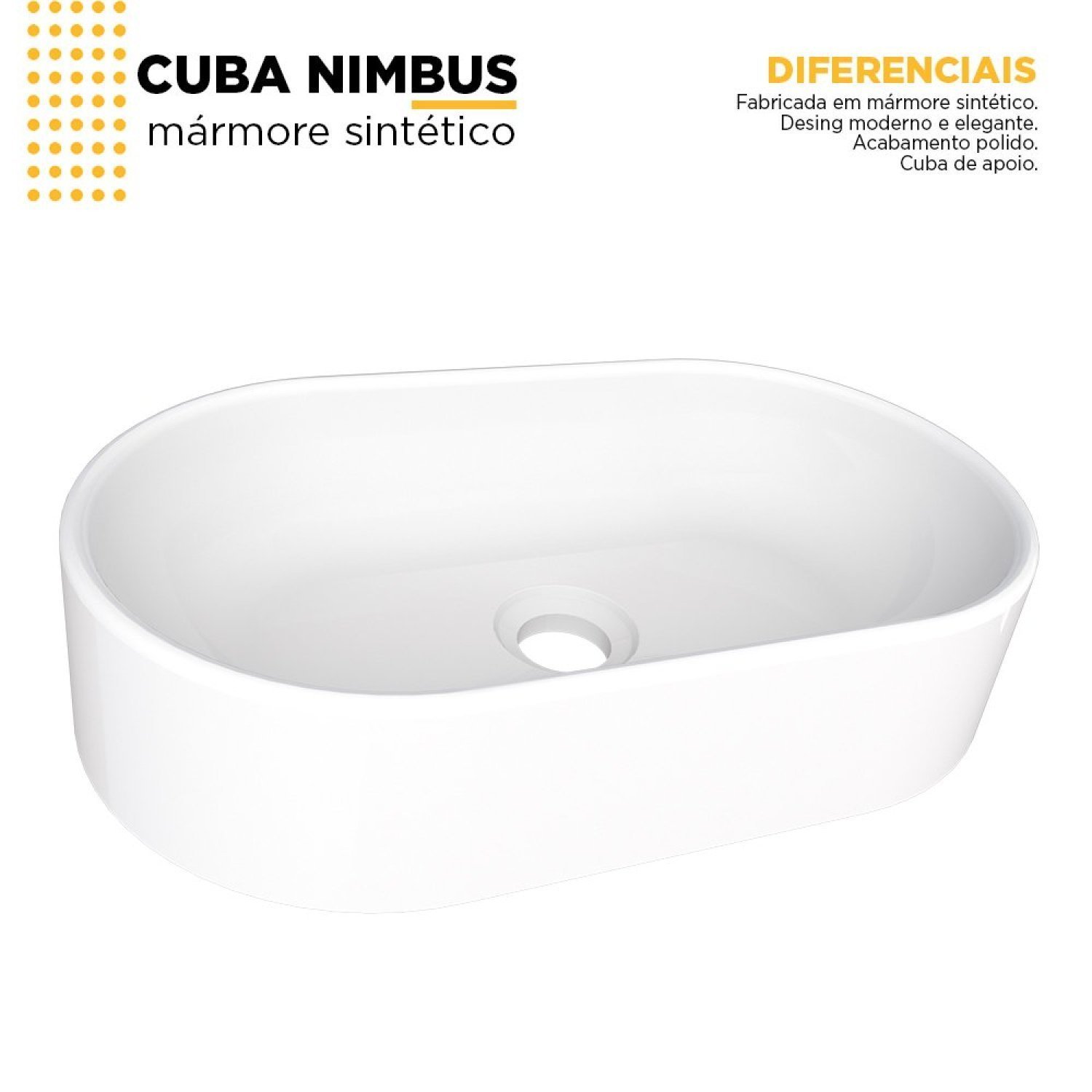Cuba de Apoio para Banheiro em Mármore Sintético Nimbus Cozimax - 4