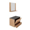 Ver imagem 4 de Gabinete Suspenso para Banheiro com Espelheira 60cm Marrom/Preto