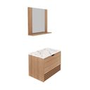 Ver imagem 2 de Gabinete Suspenso para Banheiro com Espelheira 60cm Marrom/Branco