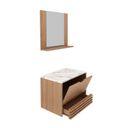 Ver imagem 4 de Gabinete Suspenso para Banheiro com Espelheira 60cm Marrom/Branco