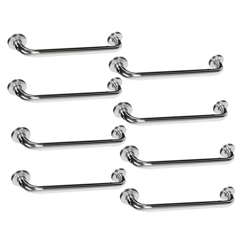 Barra Alça Apoio 50 Cm Aço Inox Suporte Anti Queda Kit 8 Uni Segurança Gestante Idoso Cadeirante Def