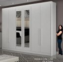 Ver imagem 5 de Guarda Roupa Casal com Espelho 100% MDF 6 Portas 6 Gavetas 276cm Diamante Gold Branco - Leifer