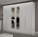 Ver imagem 1 de Guarda Roupa Casal com Espelho 100% MDF 6 Portas 6 Gavetas 276cm Diamante Gold Branco - Leifer