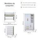 Ver imagem 3 de Quarto de Bebê Completo com Cômoda, Mini Berço e Guarda Roupas Lila Branco