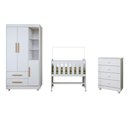 Ver imagem 2 de Quarto de Bebê Completo com Cômoda, Mini Berço e Guarda Roupas Lila Branco