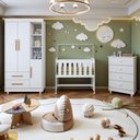Ver imagem 1 de Quarto de Bebê Completo com Cômoda, Mini Berço e Guarda Roupas Lila Branco