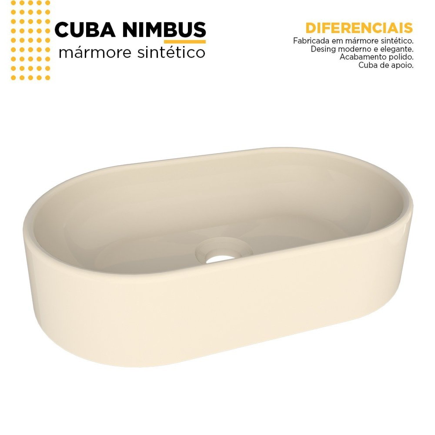 Cuba de Apoio para Banheiro em Mármore Sintético Nimbus Cozimax - 4