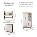 Ver imagem 3 de Quarto de Bebê Completo com Cômoda, Mini Berço e Guarda Roupas Lila Amadeirado/Branco