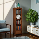 Ver imagem 1 de Estante para Livros de Madeira 3 Prateleiras 1 Gaveta Pés Torneados - Castanho Envelhecido