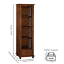 Ver imagem 4 de Estante para Livros de Madeira 3 Prateleiras 1 Gaveta Pés Torneados - Castanho Envelhecido