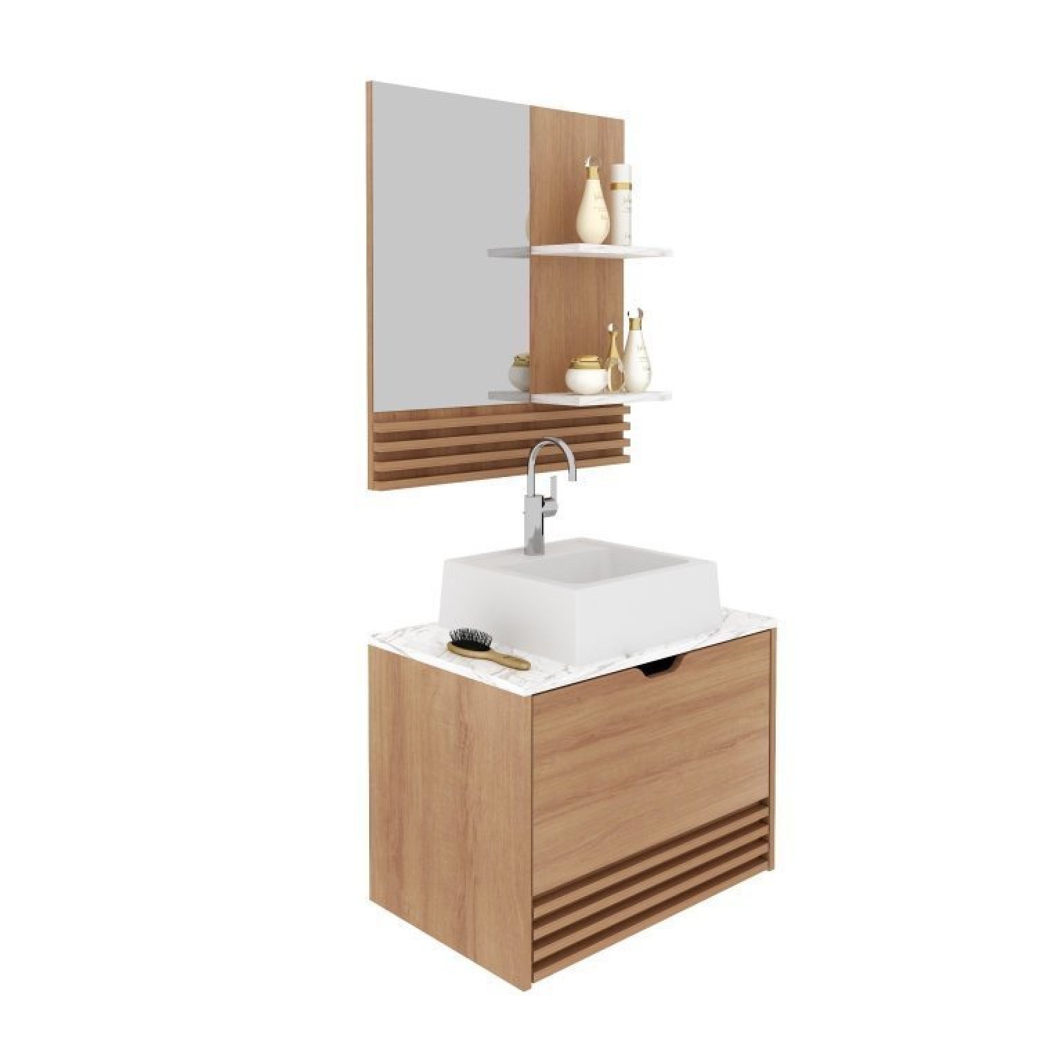 Gabinete Suspenso para Banheiro com Espelheira 60cm - 2