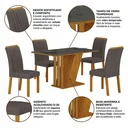 Ver imagem 4 de Conjunto Sala de Jantar Mesa Tampo Vidro/MDP com 4 Cadeiras Miami Yescasa Freijó/Chumbo
