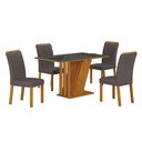 Ver imagem 7 de Conjunto Sala de Jantar Mesa Tampo Vidro/MDP com 4 Cadeiras Miami Yescasa Freijó/Chumbo