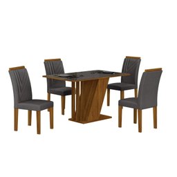 Conjunto Sala de Jantar Mesa Tampo Vidro/MDP com 4 Cadeiras Miami Yescasa - 2