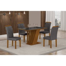 Conjunto Sala de Jantar Mesa Tampo Vidro/MDP com 4 Cadeiras Miami Yescasa - 1