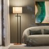 Luminária Indústrial de Chão Salone Preto com Cúpula Palha Unidecor - 1