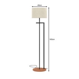 Luminária Indústrial de Chão Salone Preto com Cúpula Palha Unidecor - 6