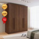Ver imagem 7 de Guarda-Roupa Solteiro 100% MDF 4 Portas 3 Gavetas Paris Plus Marrom/Castanho