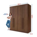 Ver imagem 6 de Guarda-Roupa Solteiro 100% MDF 4 Portas 3 Gavetas Paris Plus Marrom/Castanho