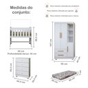 Ver imagem 3 de Quarto de Bebê Completo com Cômoda, Mini Berço com Colchão e Guarda Roupas Lila Branco
