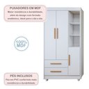 Ver imagem 6 de Quarto de Bebê Completo com Cômoda, Mini Berço com Colchão e Guarda Roupas Lila Branco