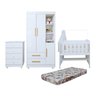 Quarto de Bebê Completo com Cômoda, Mini Berço com Colchão e Guarda Roupas Lila - 2